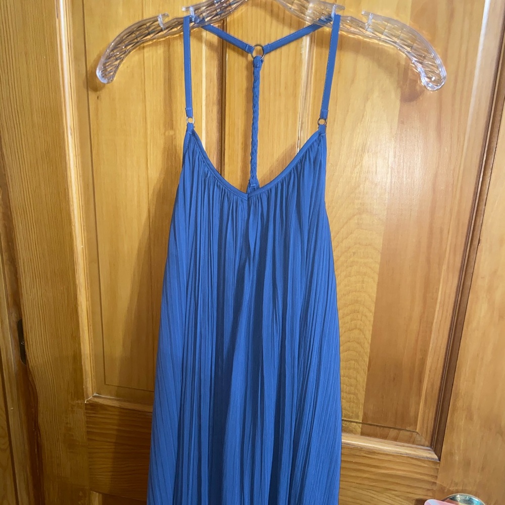 Blue crimped mini dress